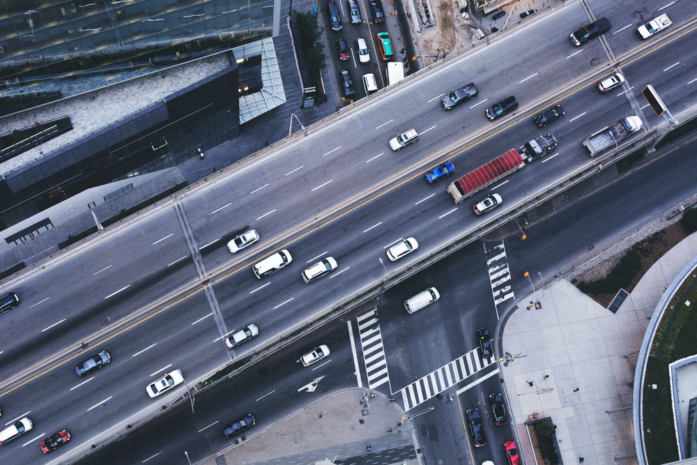 urban highway traffic from above