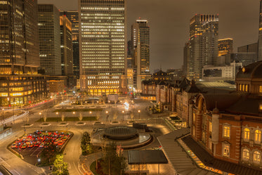 urban square at night