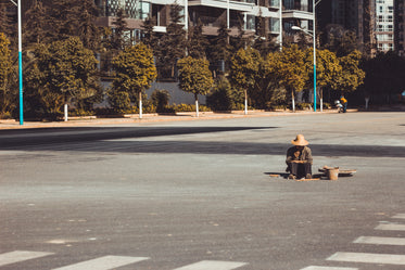 urban worker takes break in china