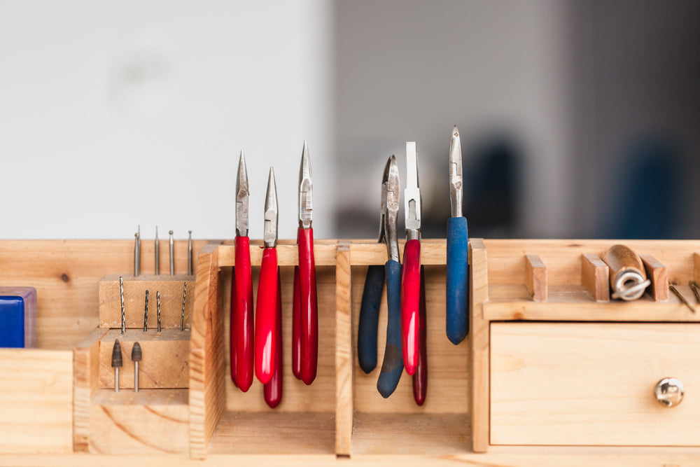 various tools anchored in place