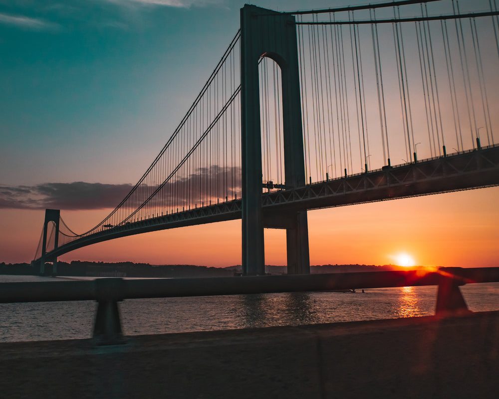 verrazano narrows suspension bridge sunset