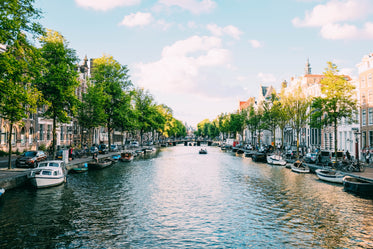 view down canal in amsterdam