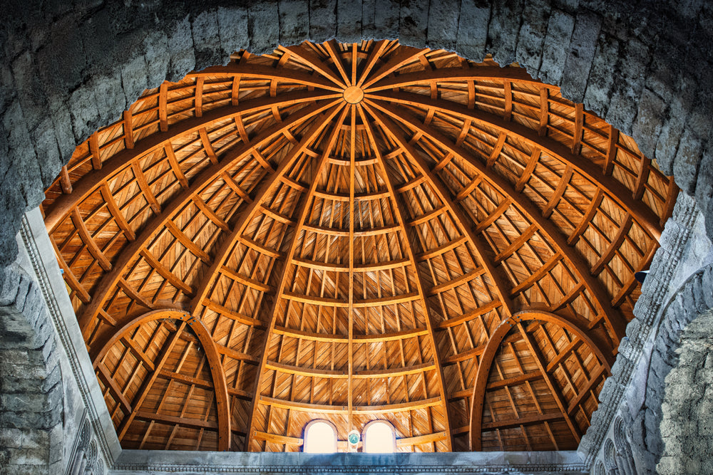 view inside a round wooden rooftop