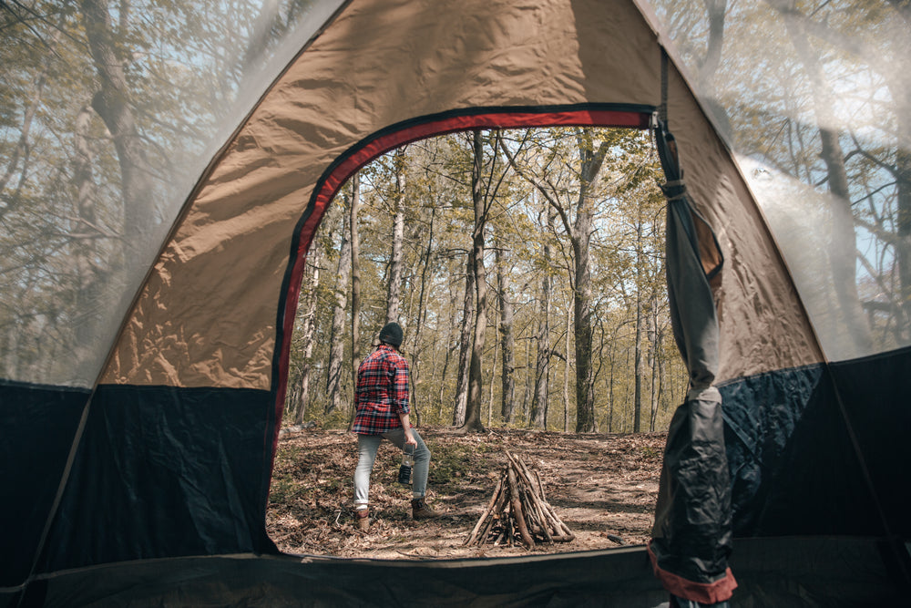 view of a camper from inside tent