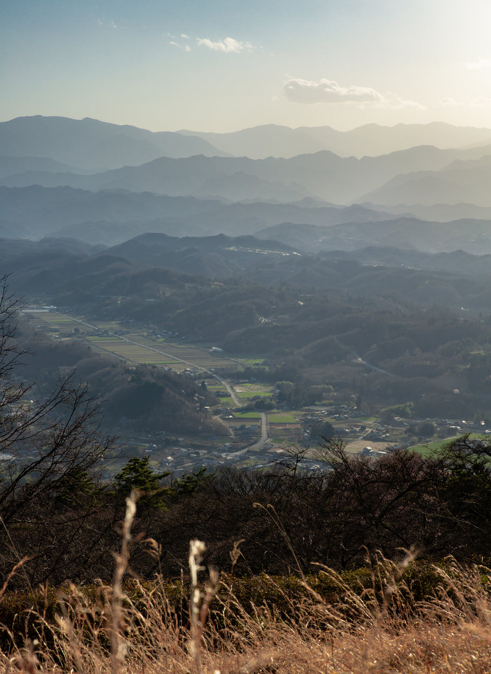 view of rolling country hills from mountain