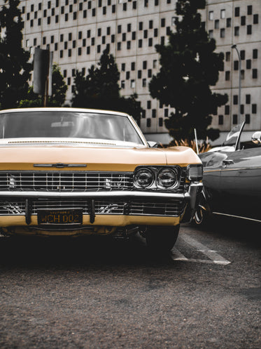 view of the front of a classic american car