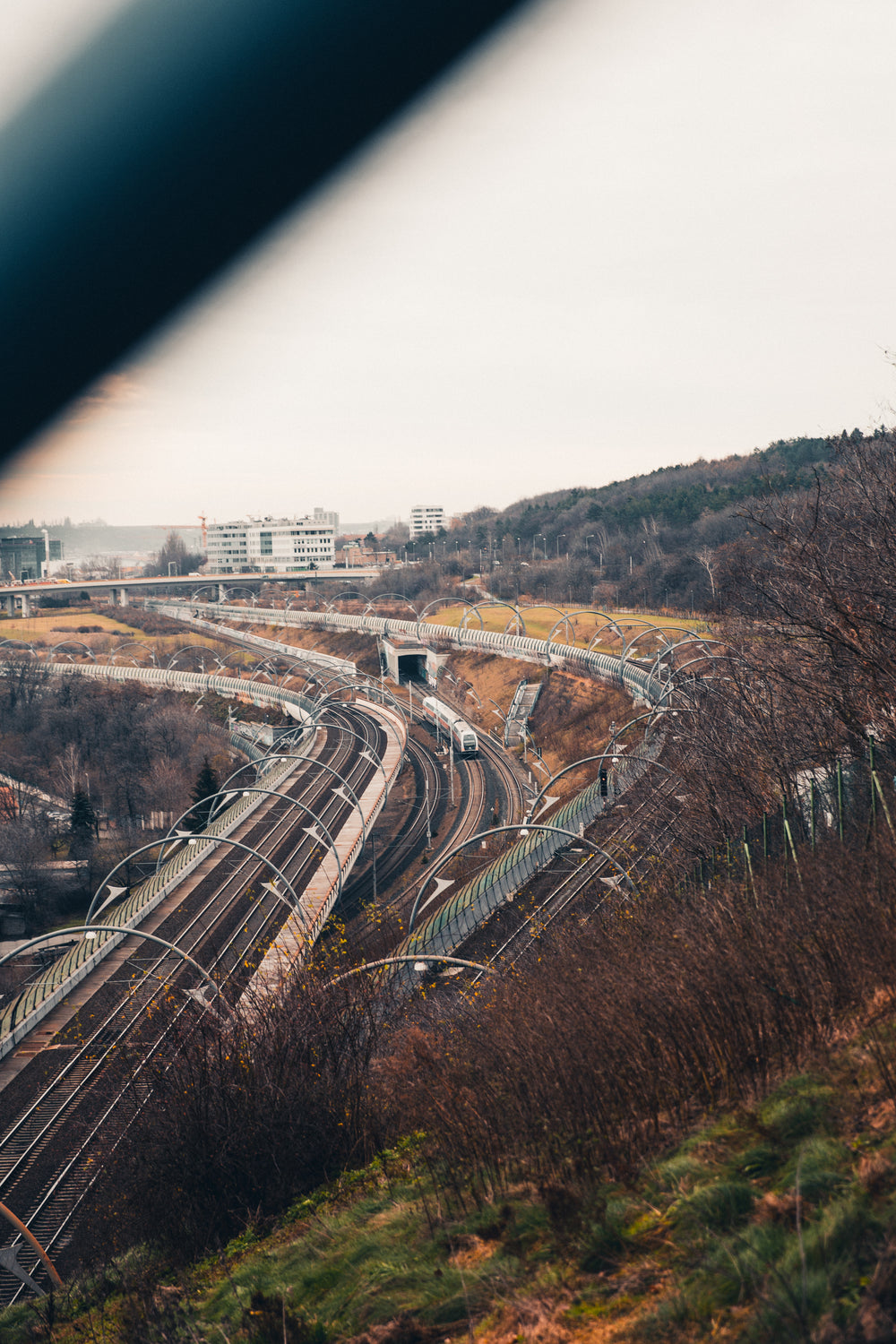 view of train tracks into prague