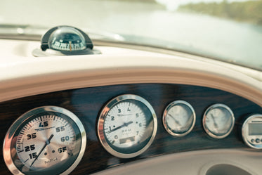 vintage car dashboard on a sunny day