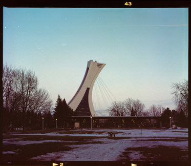 vintage photo of the montreal tower with black border