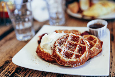 waffles with whipped cream