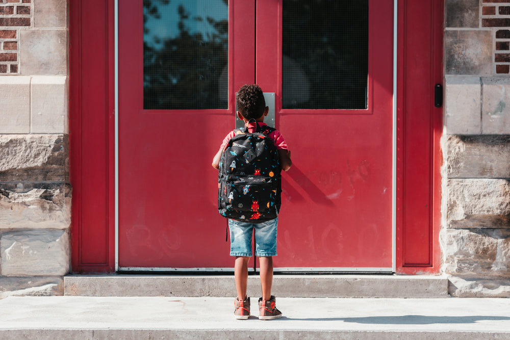 waiting at the school door