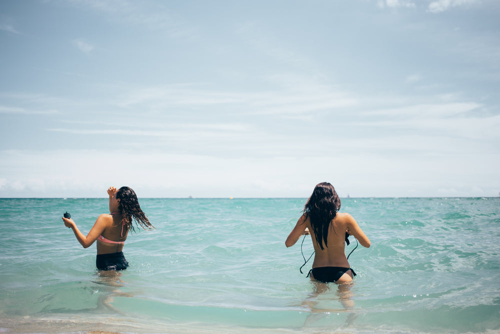 walking in ocean waves