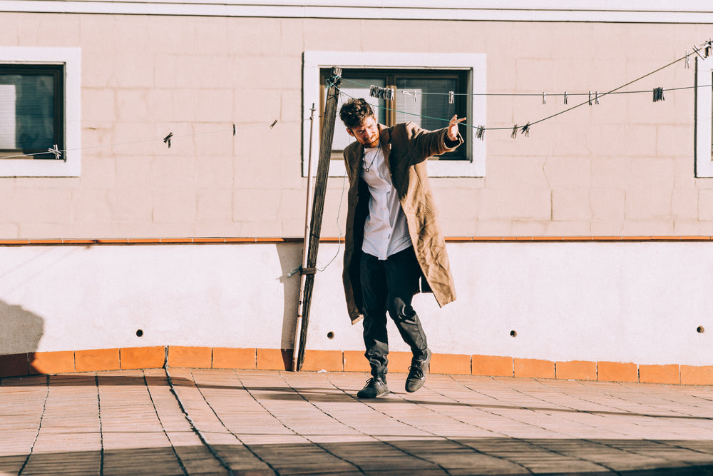 walking under washing line on roof