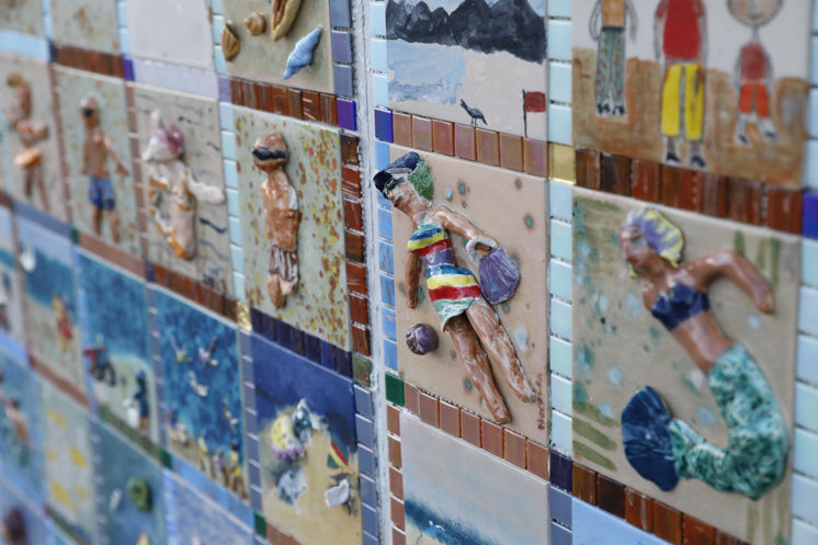 Wall Made Of Sculpted Mosaic Tiles