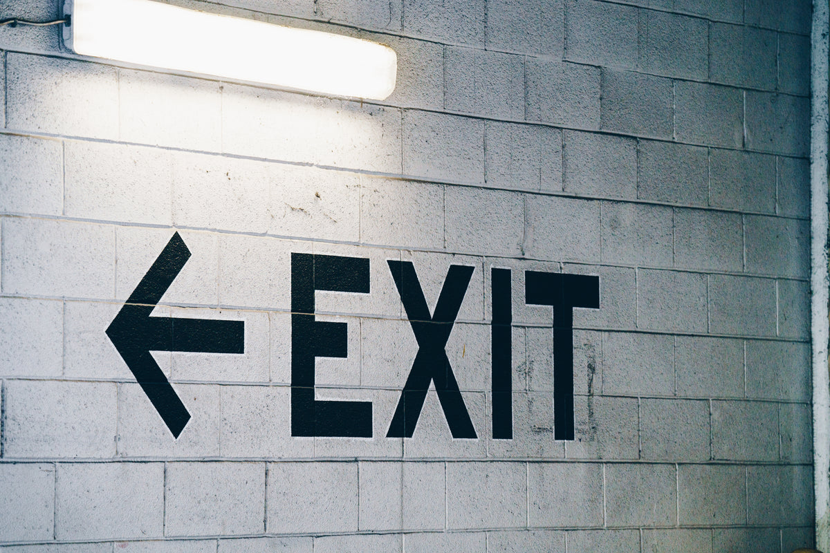 wall painted exit sign