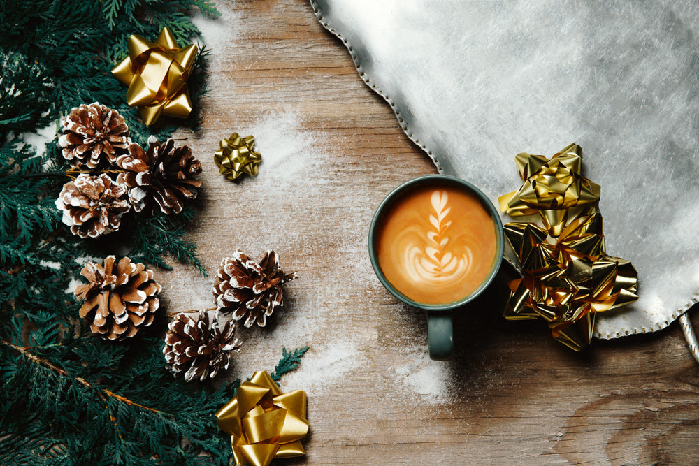 warm holiday drink & decor