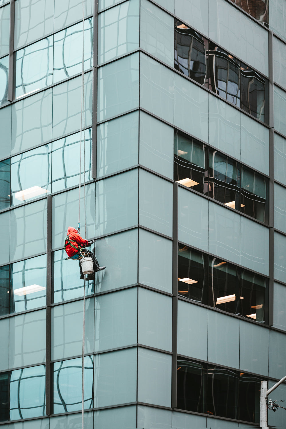 washing skyscraper windows