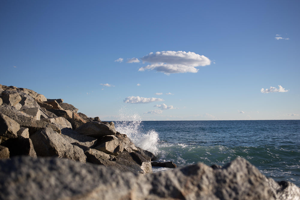 water hitting rocks