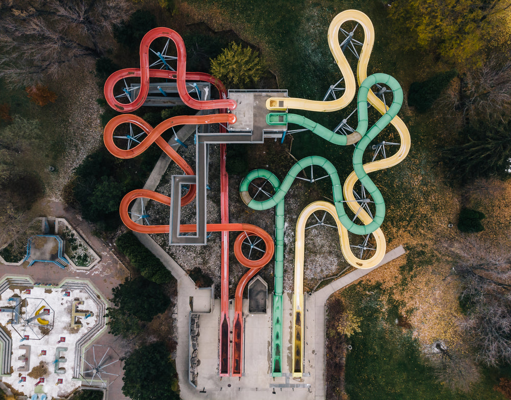 water slides in fall from above