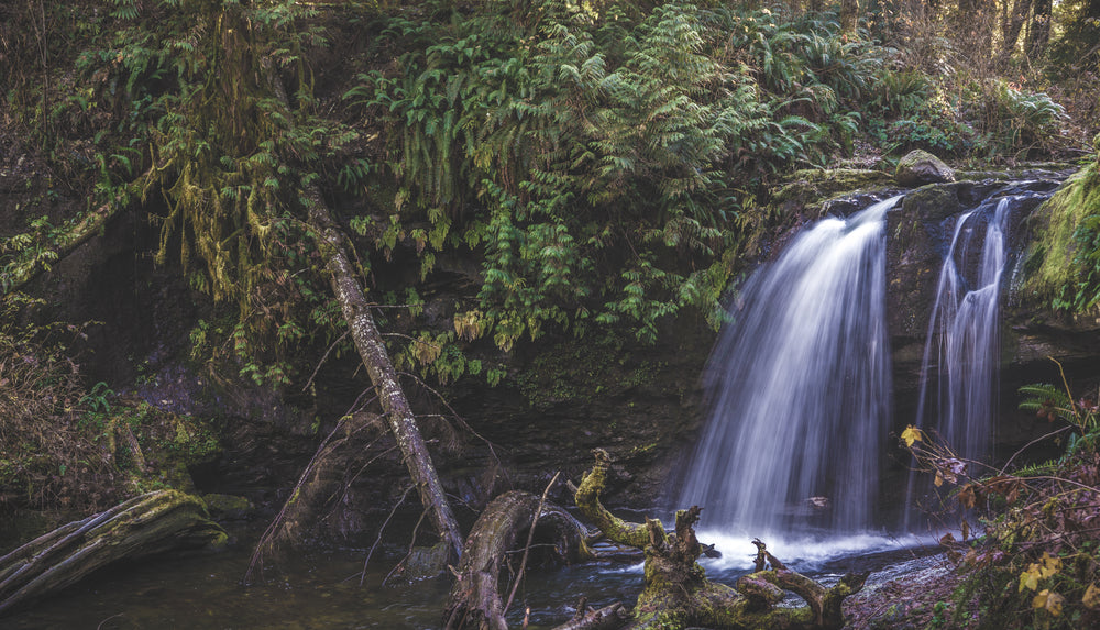 waterfall flowing like silk over rocks