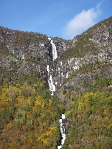 waterfall over rocky cliff