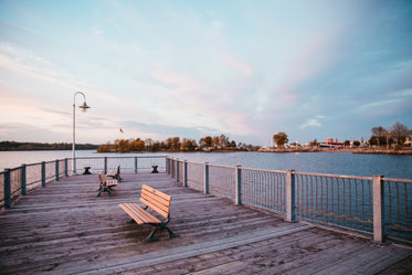 waterfront dock with benches