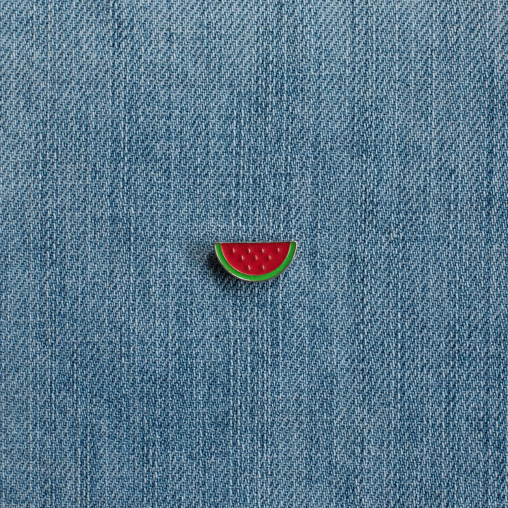 watermelon enamel pin denim