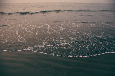 waves reaching the wet sand on shore