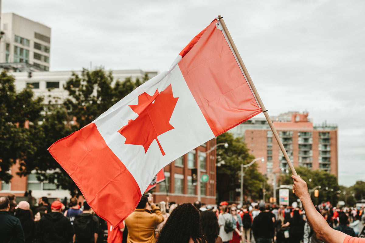 挥舞加拿大国旗