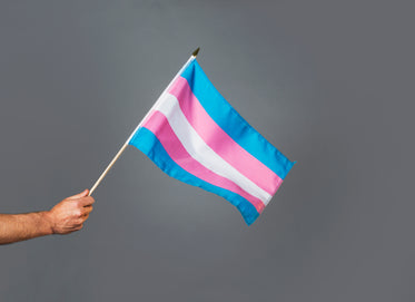 waving transgender pride flag