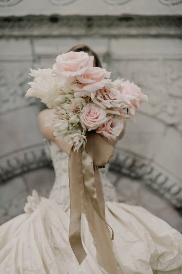 wedding bouquet with bride