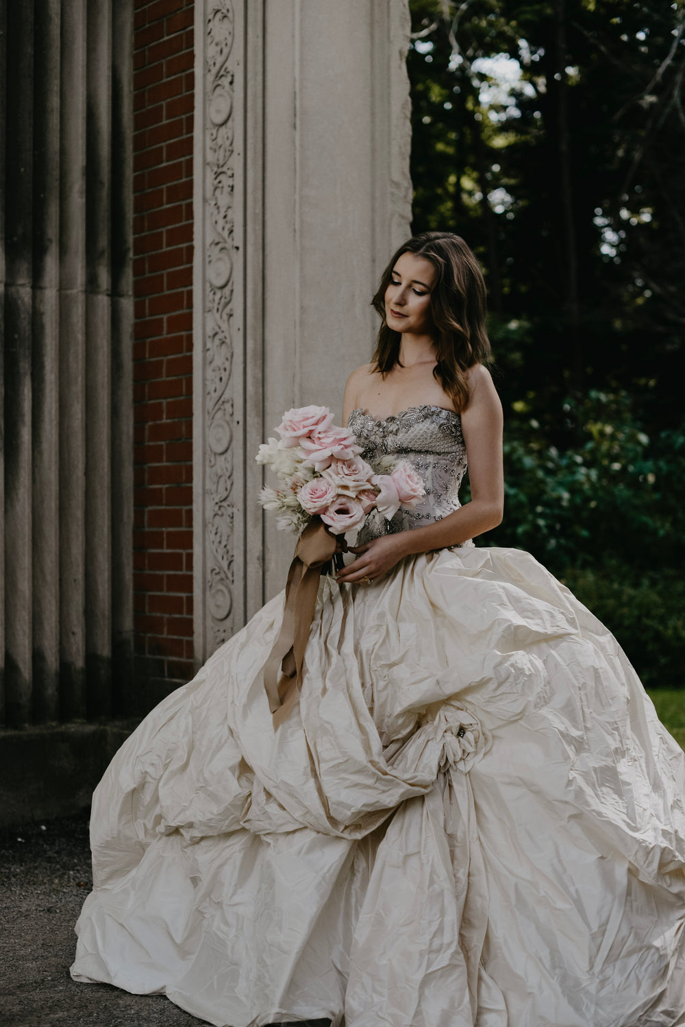 wedding day bride walks down the aisle