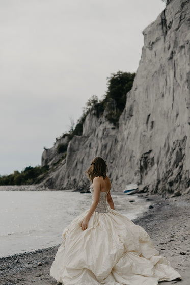 wedding dress fashion on beach