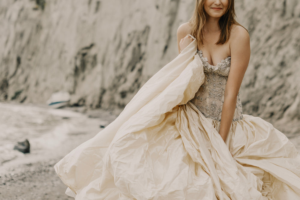 wedding fashion gown on beach