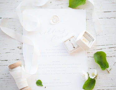 wedding feast menu on a table