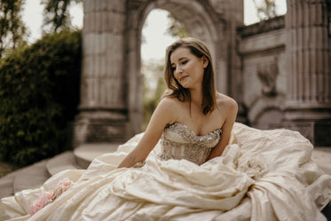 wedding gown and smiling bride