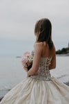 wedding gown with beaded bodice