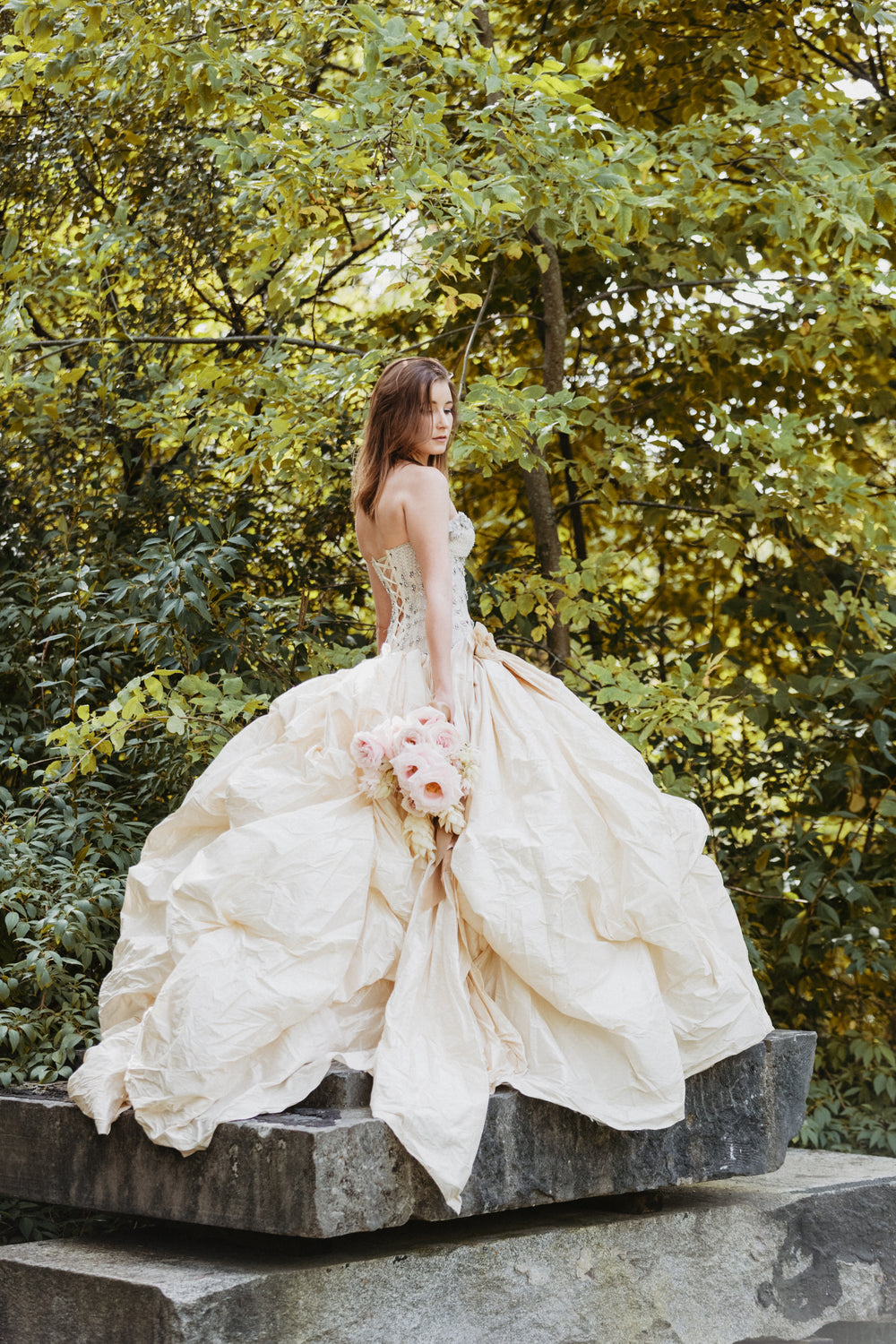 wedding photos on rocky pedistal