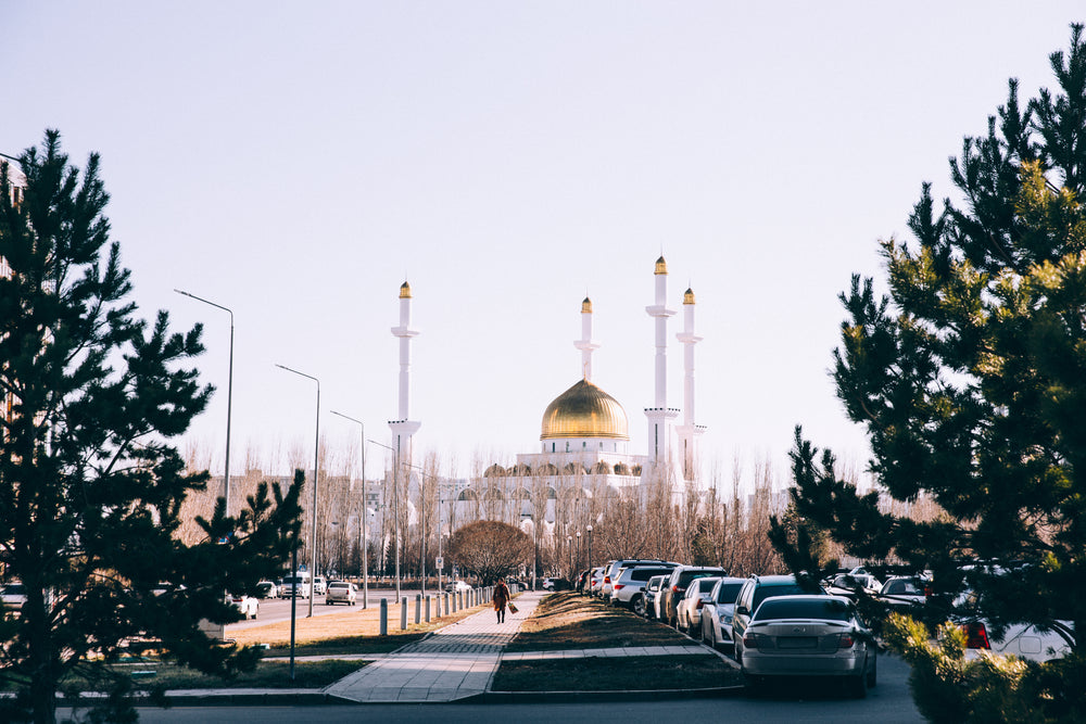 white and gold mosque