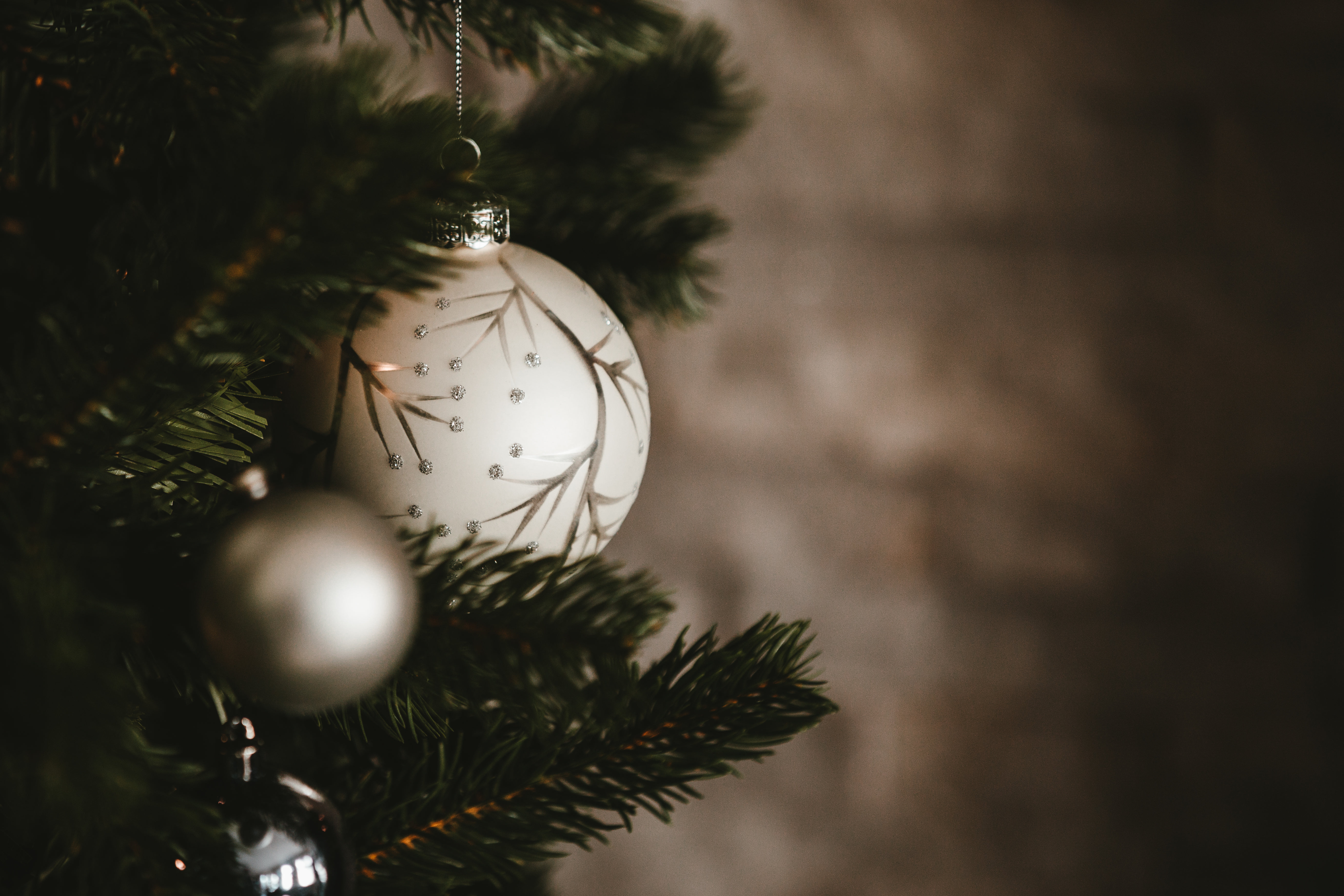 White And Silver Christmas Ball Ornament