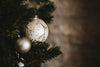 white and silver christmas ball ornament