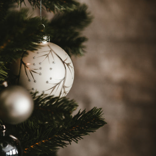 White And Silver Christmas Ball Ornament