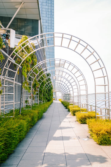 white arch walkway