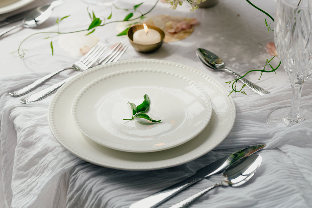 white dinner setting