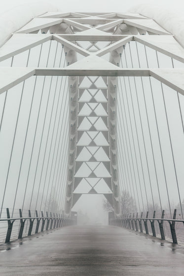 white geometric bridge fog
