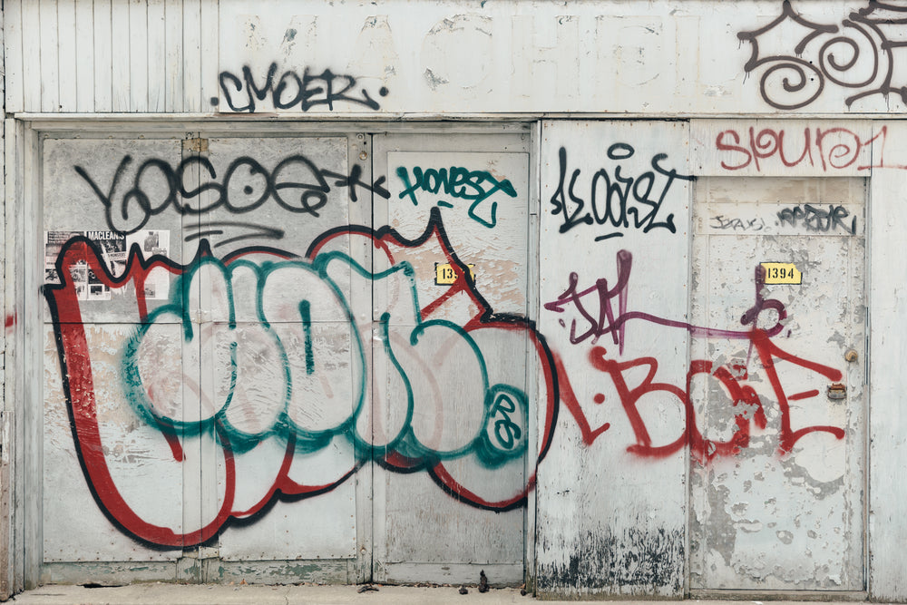 white graffiti doors