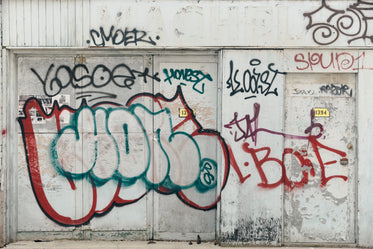 white graffiti doors