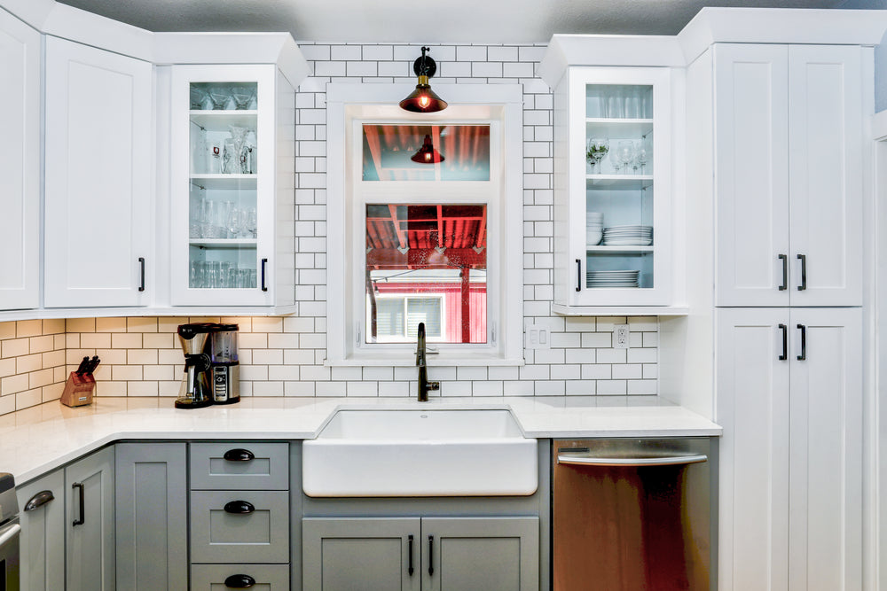 white kitchen with window