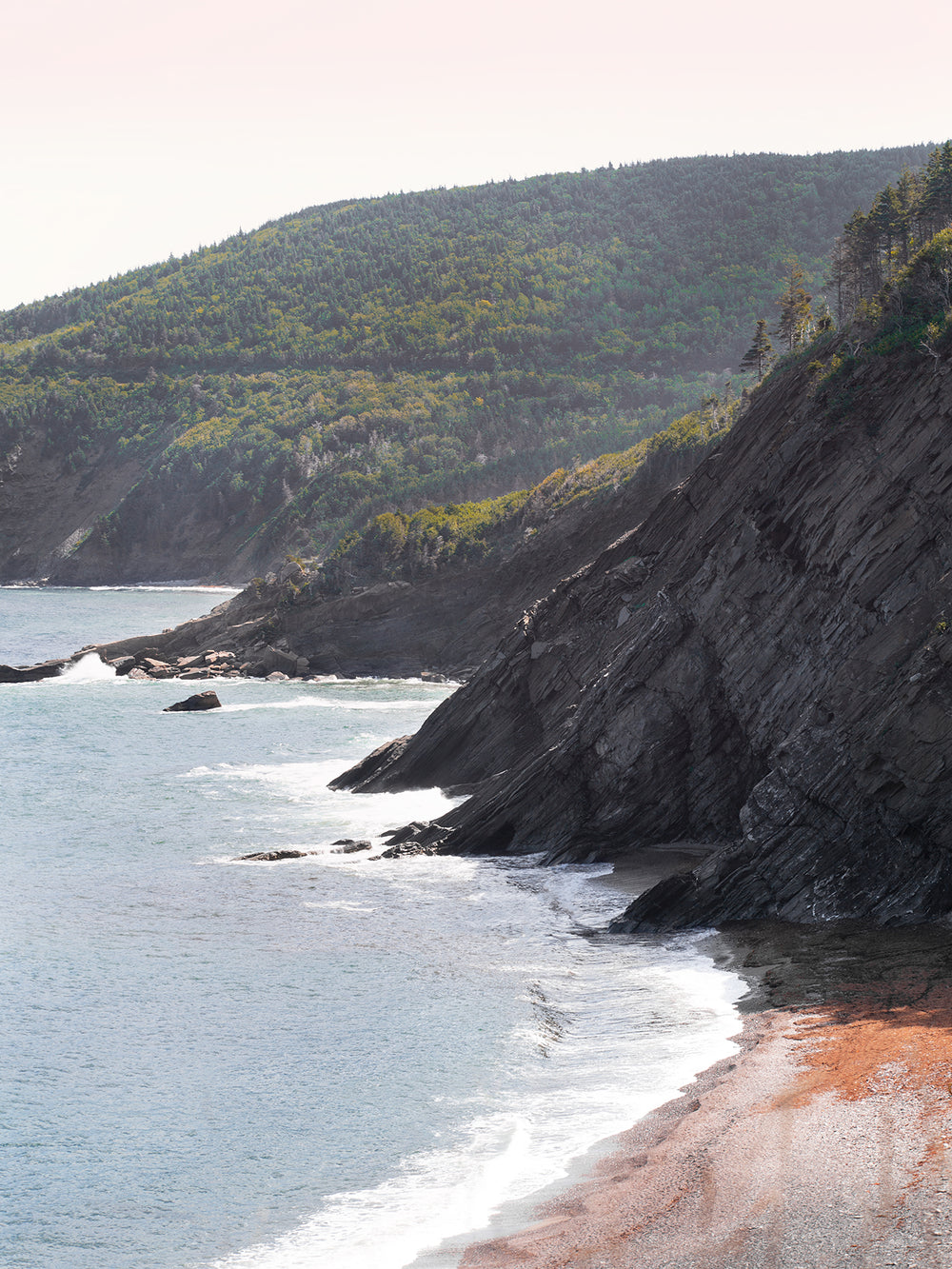 white waves tracing the shore line