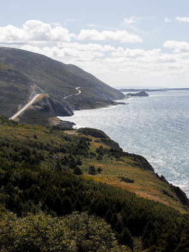 winding coastline on a sunny day